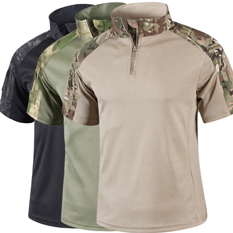 Outdoor Hunting T Shirts - メンズ夏迷彩戦術シャツ半袖速乾戦闘 Tシャツ男性の軍 Tシャツ屋外狩猟服ハイキングシャツ