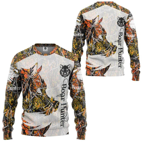 Wildman Hunting & Outdoor Photos - 迷彩狩猟動物イノシシメンズ Tシャツ 3D プリントスポーツ長袖 Tシャツトップカジュアルメンズ Tシャツプルオーバートップス