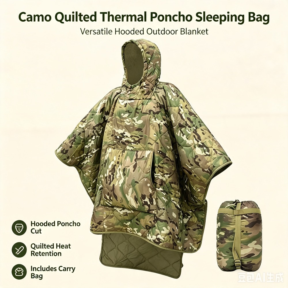 Outdoor Hunting Blanket - 迷彩ブランケット防水断熱ポンチョ冬用暖かいライナー屋外キャンプハイキング狩猟サバイバル緊急寝袋用