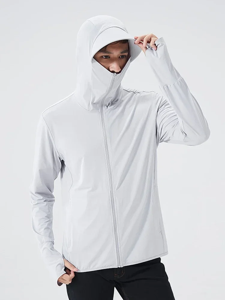 Men'S Outdoor Hunting Jacket - 夏用UPF50+ UVカットフード付きスキンウィンドブレーカー アウトドアジャケット 釣り、狩猟、登山用