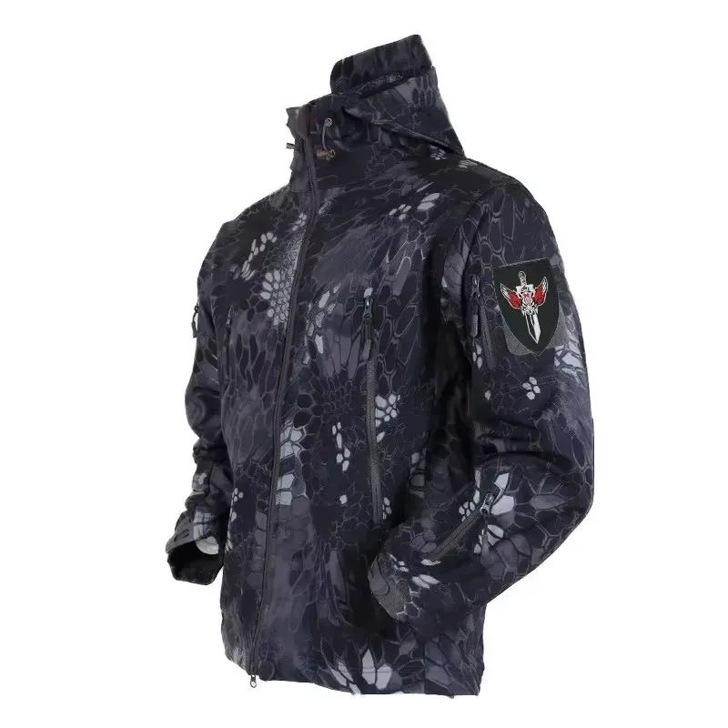 Men'S Outdoor Hunting Jacket - 5XL 6XL CP 迷彩ソフトシェルアサルト、アウトドアスポーツ狩猟に最適、防水性と防風性のウールとフリースジャケット