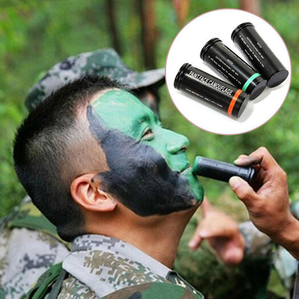Camo Face Paint - 3 個迷彩フェイスペイントキット肌に優しい無臭回転底部手を汚さない汗雨に強い狩猟迷彩 Cs