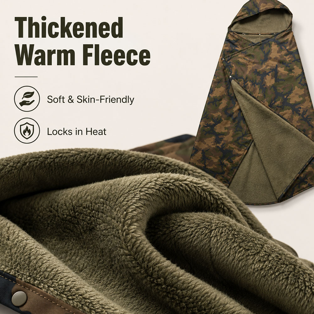 戦術的な迷彩フード付きウェアラブルフリースブランケット防風暖 - Outdoor Hunting Blanket のレビューと価格