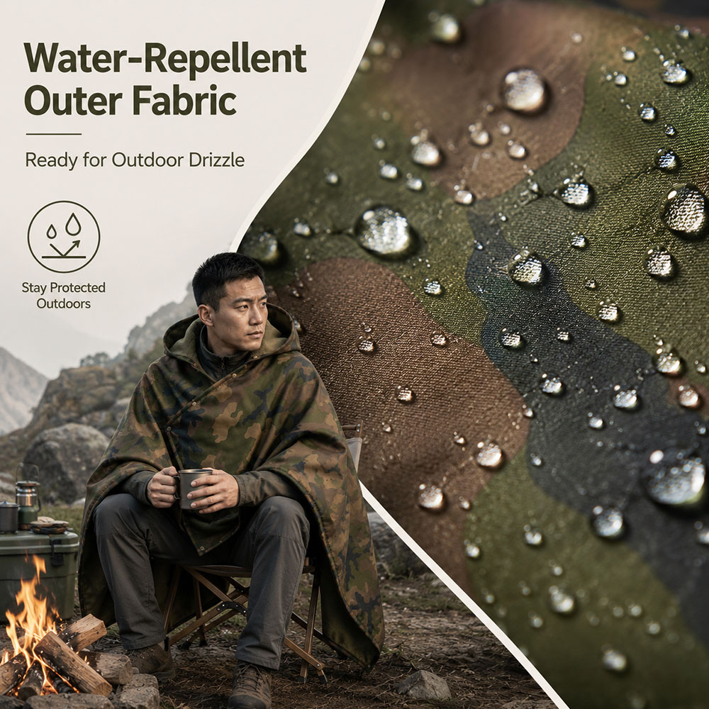 戦術的な迷彩フード付きウェアラブルフリースブランケット防風暖 - Outdoor Hunting Blanket のレビューと価格