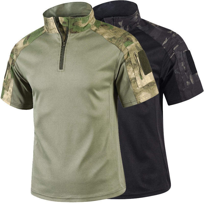 メンズ夏迷彩戦術シャツ半袖速乾戦闘 Tシャツ男性の軍 Tシャ - Outdoor Hunting T Shirts のレビューと価格