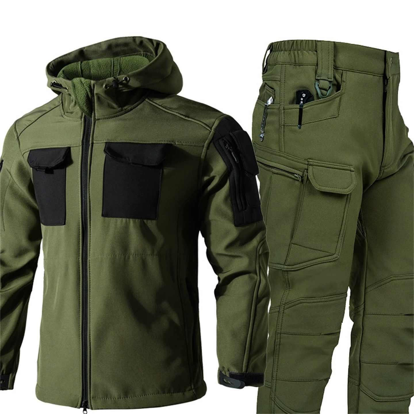 冬用アウトドアサーマルソフトシェルジャケット＆パンツ迷彩ハン - Outdoor Hunting Coat のレビューと価格