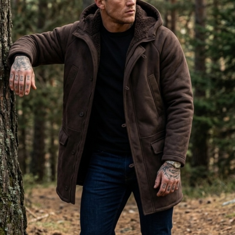 メンズフェイクファー裏地付きフード付き冬用ジャケット |   - Men'S Outdoor Hunting Jacket のレビューと価格