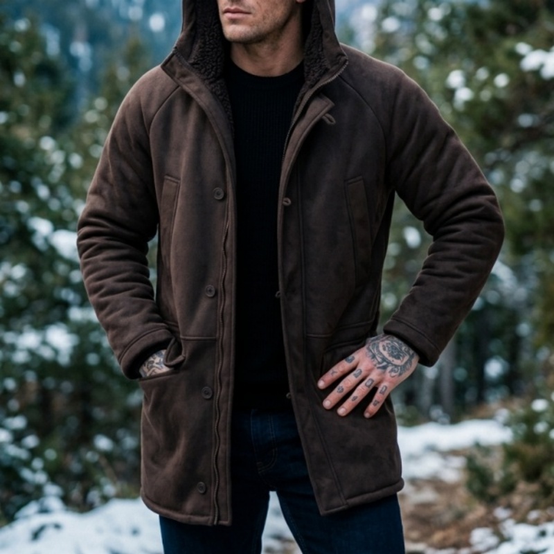 メンズフェイクファー裏地付きフード付き冬用ジャケット |   - Men'S Outdoor Hunting Jacket のレビューと価格