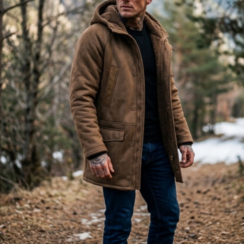 メンズフェイクファー裏地付きフード付き冬用ジャケット |   - Men'S Outdoor Hunting Jacket のレビューと価格