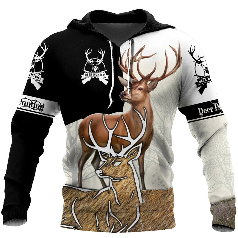 1枚のカスタム写真入りファッション3Dエルクプリントパーカー - Outdoor Hunting Pictures のレビューと価格