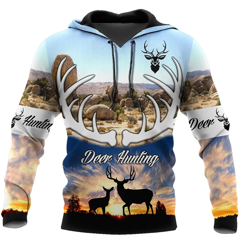 1枚のカスタム写真入りファッション3Dエルクプリントパーカー - Outdoor Hunting Pictures のレビューと価格