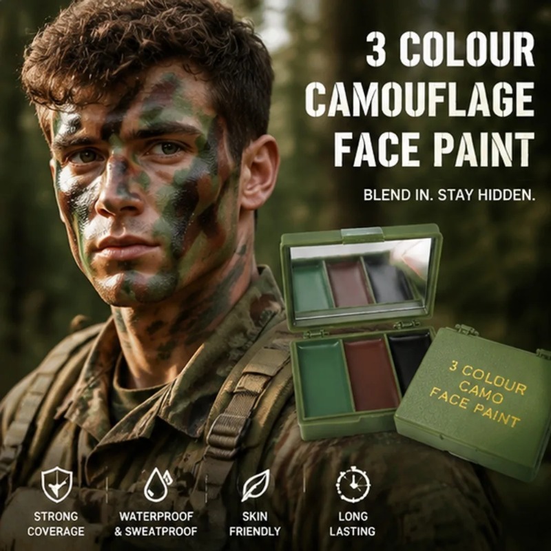 3 色迷彩フェイスペインティング迷彩オイル戦術屋外 Cs 装 - Camo Face Paint のレビューと価格
