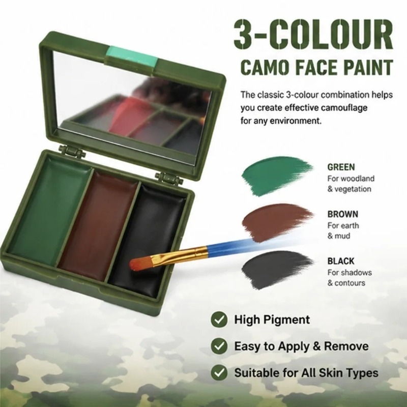 3 色迷彩フェイスペインティング迷彩オイル戦術屋外 Cs 装 - Camo Face Paint のレビューと価格