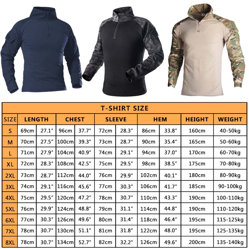 屋外の戦術的なハイキング Tシャツ男性戦闘シャツ迷彩長袖狩猟 - Outdoor Hunting T Shirts のレビューと価格