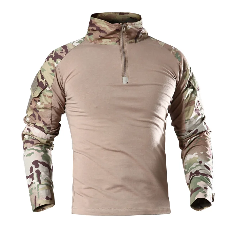屋外の戦術的なハイキング Tシャツ男性戦闘シャツ迷彩長袖狩猟 - Outdoor Hunting T Shirts のレビューと価格