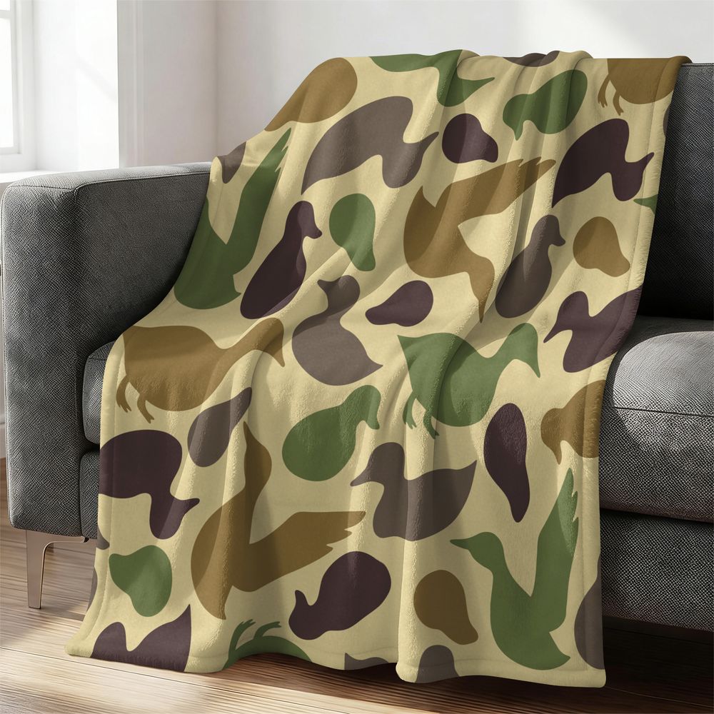 アヒル柄フランネルブランケット ソフトで心地良いスローラグ  - Outdoor Hunting Blanket のレビューと価格
