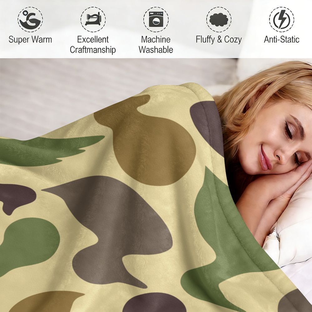 アヒル柄フランネルブランケット ソフトで心地良いスローラグ  - Outdoor Hunting Blanket のレビューと価格
