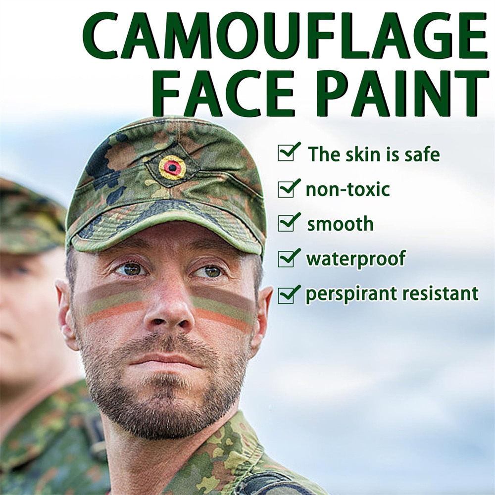 狩猟用カモフラージュフェイスペイントスティック,黒,緑,茶色 - Camo Face Paint のレビューと価格