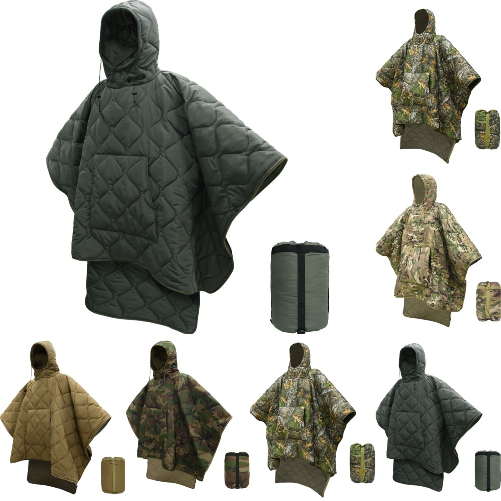 迷彩ブランケット防水断熱ポンチョ冬用暖かいライナー屋外キャン - Outdoor Hunting Blanket のレビューと価格