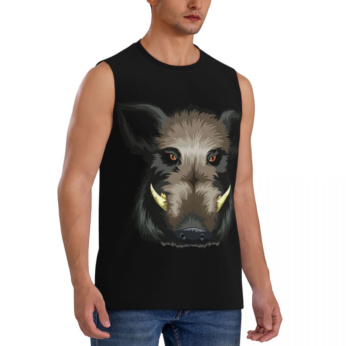 面白い野生の豚狩猟男プリントノースリーブ Tシャツカジュアル - Wildman Hunting & Outdoor Photos のレビューと価格