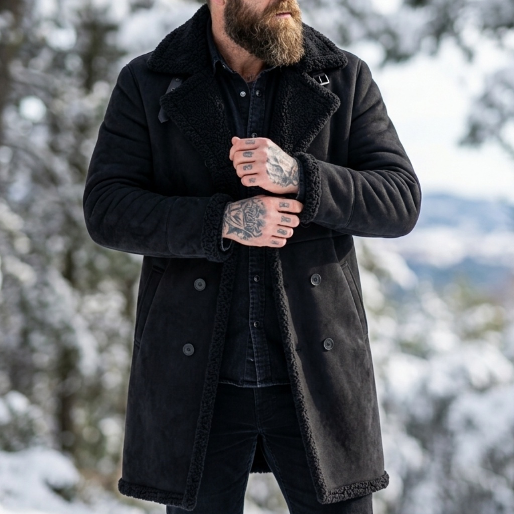 メンズフェイクスエードファー裏地付き冬用ジャケット防風ダブル - Men'S Outdoor Hunting Jacket のレビューと価格