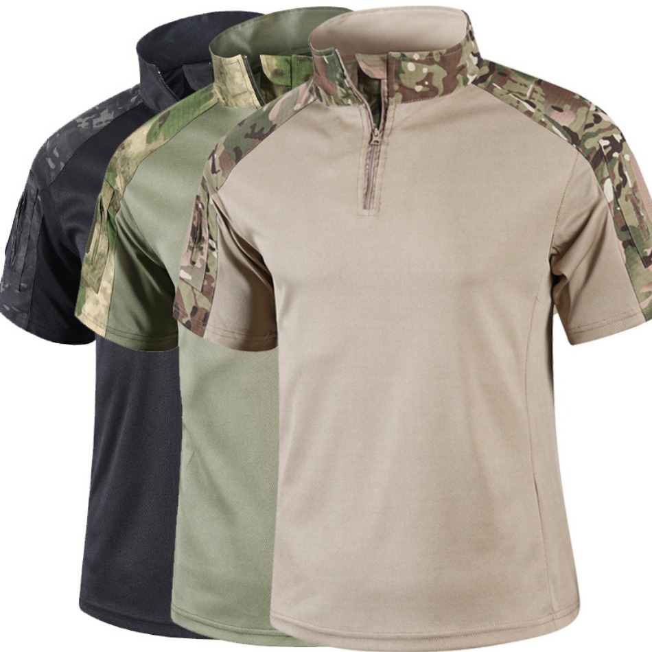 迷彩戦術シャツ半袖クイックドライ戦闘 Tシャツメンズ迷彩軍事 - Outdoor Hunting T Shirts のレビューと価格