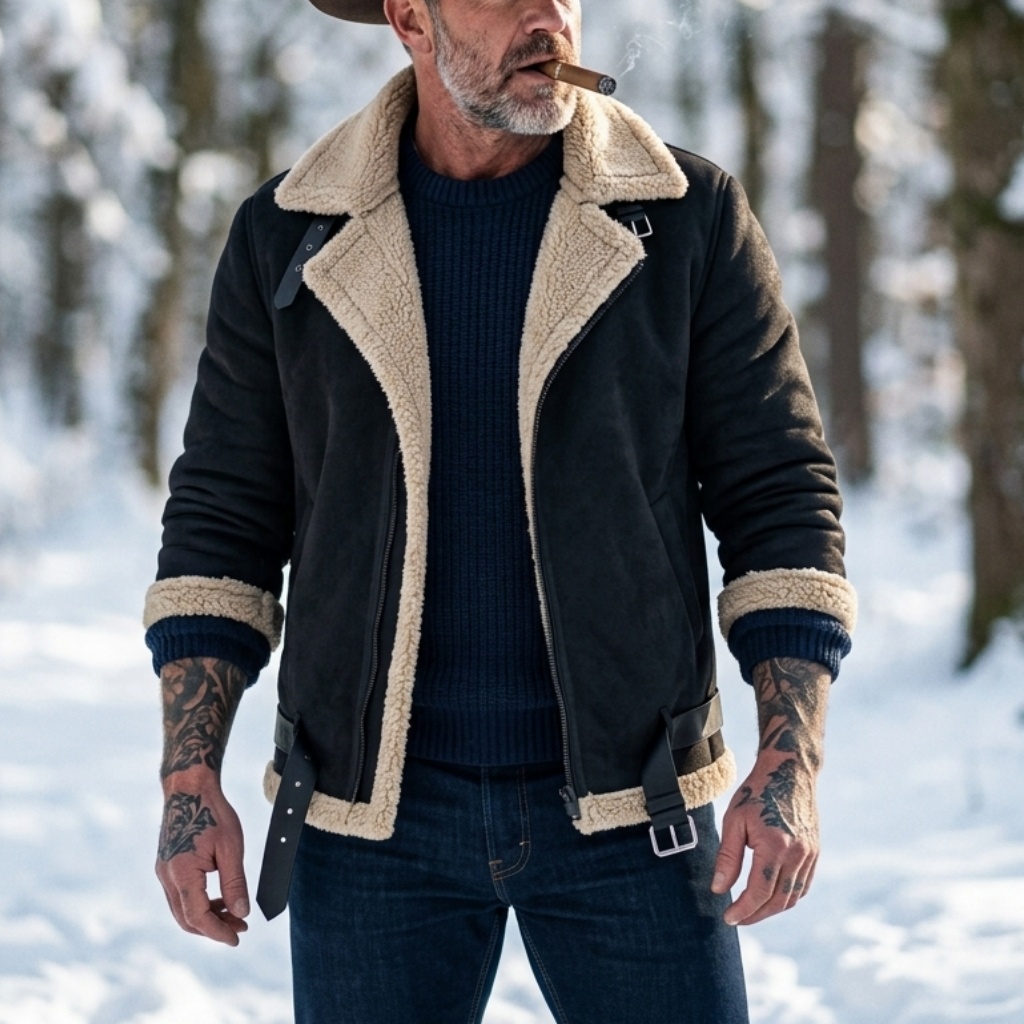 男性冬フェイクスエードジャケットフリース裏地付き暖かい豪華な - Men'S Outdoor Hunting Jacket のレビューと価格
