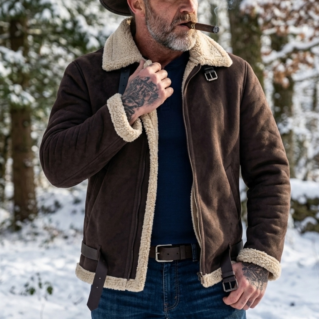 男性冬フェイクスエードジャケットフリース裏地付き暖かい豪華な - Men'S Outdoor Hunting Jacket のレビューと価格