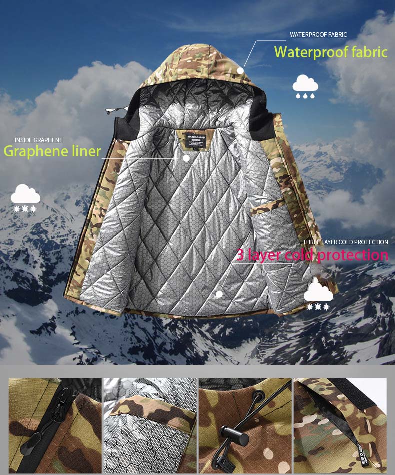 男性加熱パーカータクティカルジャケット冬暖かいフード付きコー - Outdoor Hunting Coat のレビューと価格