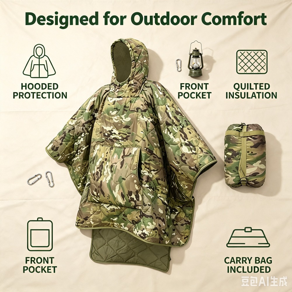 迷彩ブランケット防水断熱ポンチョ冬用暖かいライナー屋外キャン - Outdoor Hunting Blanket のレビューと価格