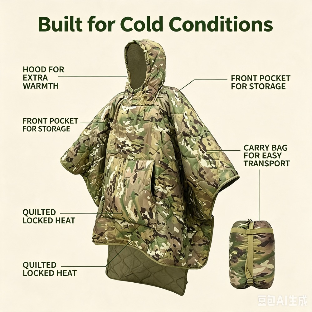 迷彩ブランケット防水断熱ポンチョ冬用暖かいライナー屋外キャン - Outdoor Hunting Blanket のレビューと価格
