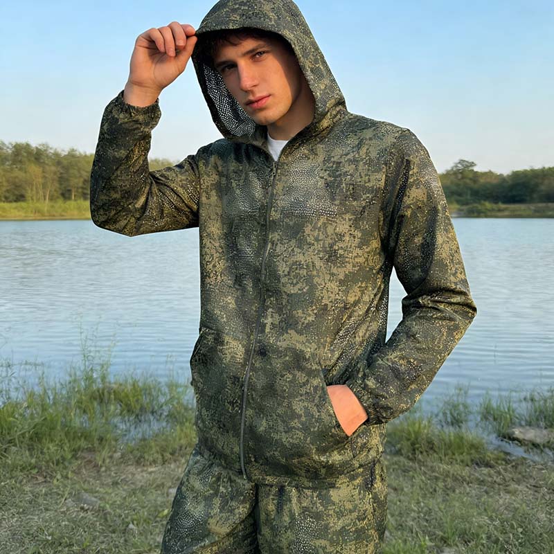 タクティカルフーディスーツ カモメッシュ ハイキングハンティ - Men'S Outdoor Hunting Jacket のレビューと価格
