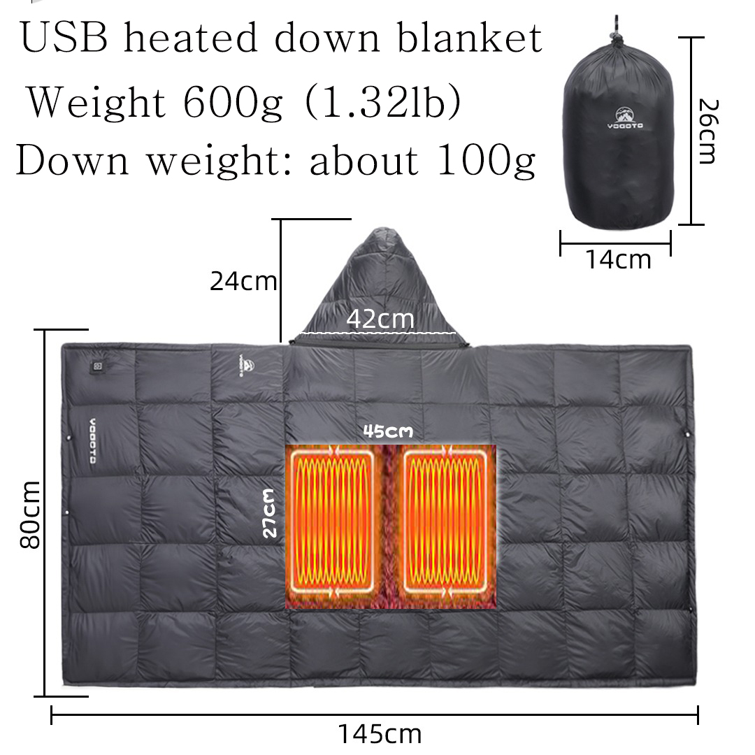 ダウンキャンプブランケット USB加熱式ウェアラブル キャン - Outdoor Hunting Blanket のレビューと価格