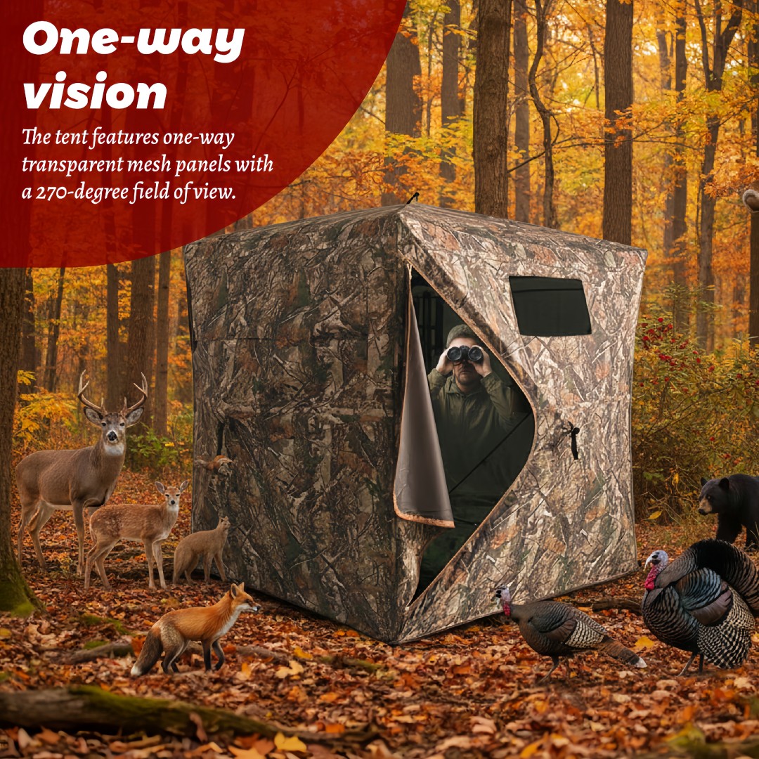 迷彩柄ポップアップハンティングブラインド、簡単設置、地上設置 - Outdoor Hunting Blinds のレビューと価格
