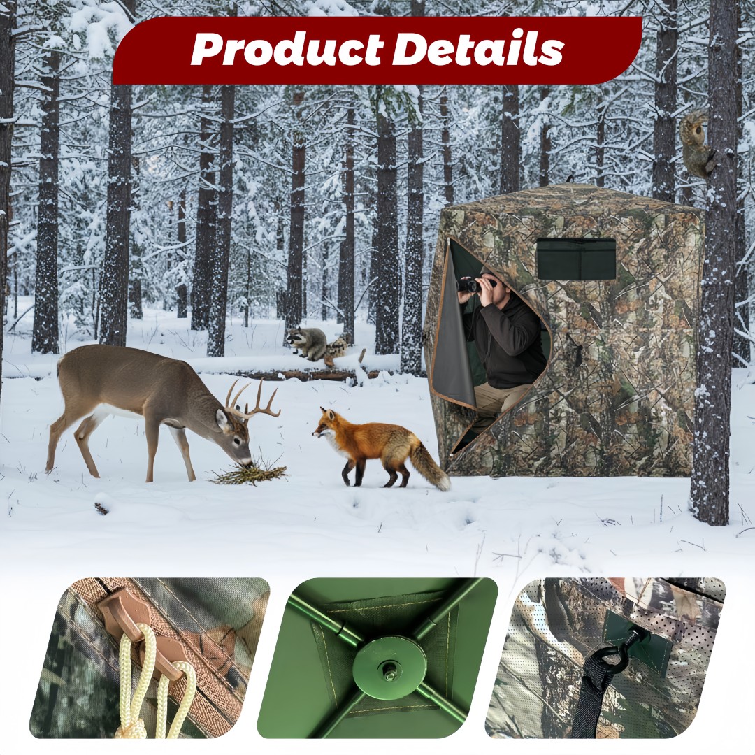 迷彩柄ポップアップハンティングブラインド、簡単設置、地上設置 - Outdoor Hunting Blinds のレビューと価格
