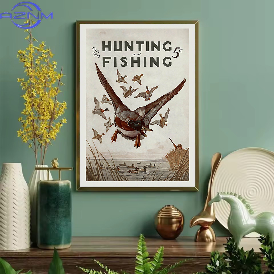 AZNM レトロ野生動物屋外狩猟釣り野生動物ヴィンテージポス - Outdoor Hunting Pictures のレビューと価格
