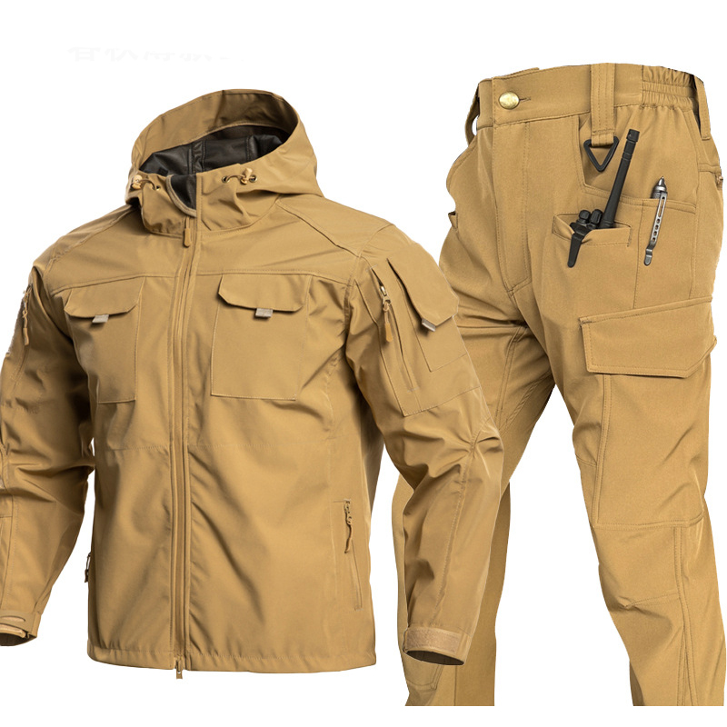 春秋メンズソフトシェルタクティカルセット アウトドア防水ウィ - Outdoor Hunting Coat のレビューと価格